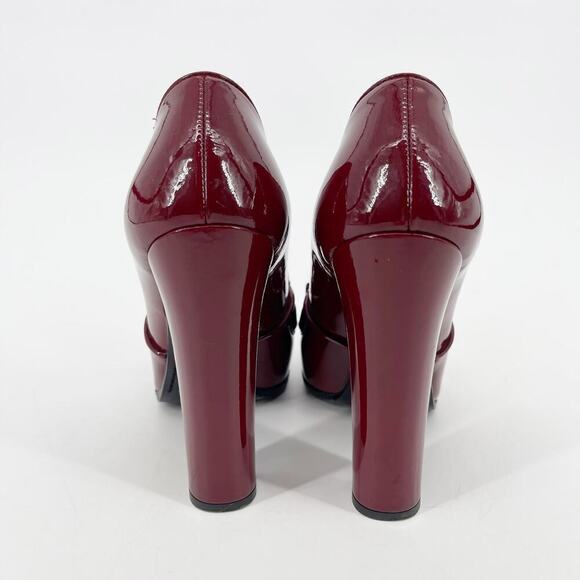 Prada Fall 2010 Burgundy Patent Leather Square Toe Loafer Pump Heel size IT 36 - Picture 8 of 15